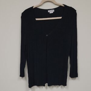 Softwear Black Sheer Open Front Cardigan Long Sleeve Lightweight Layer